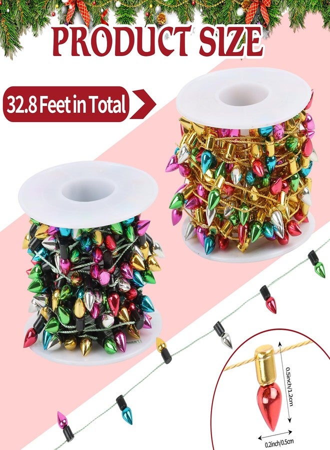 FOIMAS Mini Dollhouse Christmas Lights, 2 Rolls Fake String Lights for Christmas Dollhouse Craft Fairy Garden Accessories - Image 2